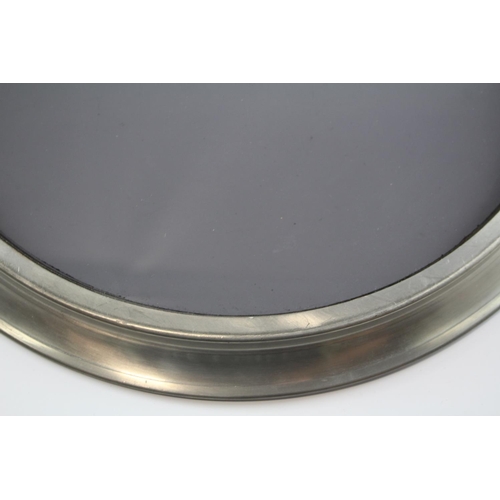 187 - 1950s Harrods Sheffield Pewter & Smoked Glass Round Serving Tray