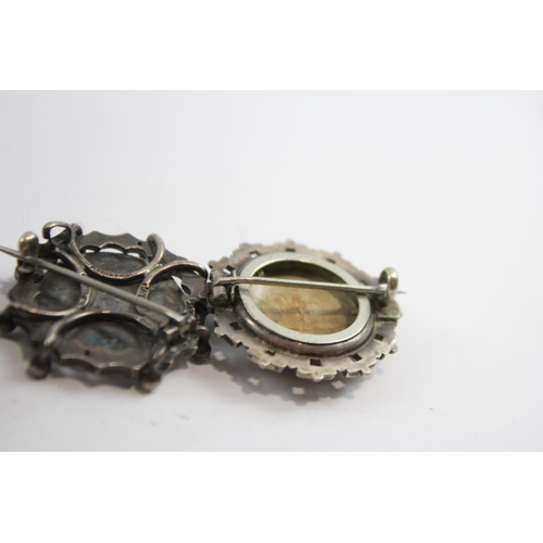 188 - Antique Victorian Silver Brooches Aesthetic Etruscan  x 4 Weight 27 g