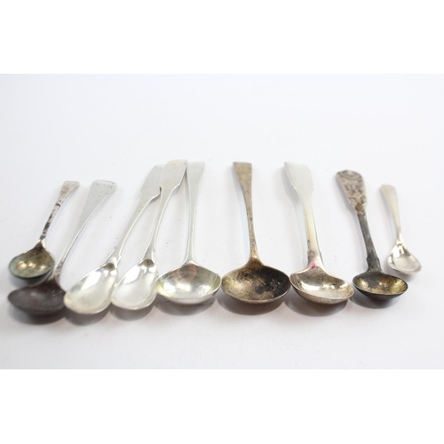 193 - 9 x Antique / Vintage Hallmarked .925 STERLING SILVER Condiment Spoons (88g)