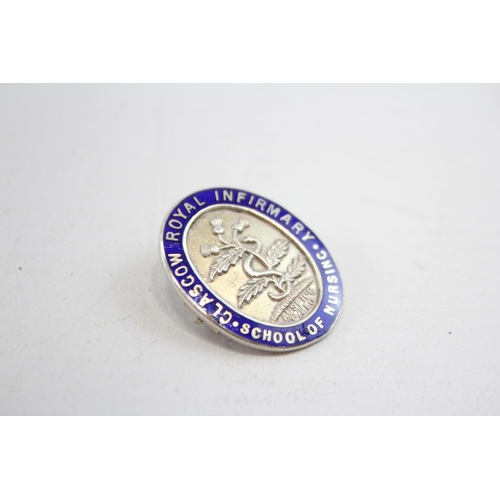 196 - Vintage GLASGOW School of Nursing .925 Sterling Silver Enamel Badge (8g)