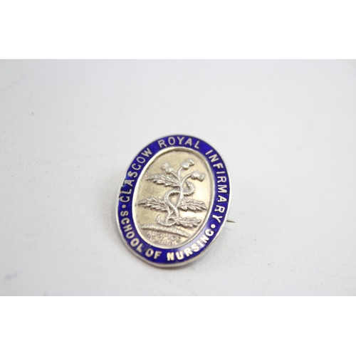 196 - Vintage GLASGOW School of Nursing .925 Sterling Silver Enamel Badge (8g)