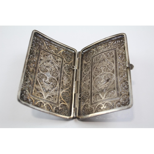 216 - Antique / Vintage .950 Silver Filigree Cigarette Case (104g)