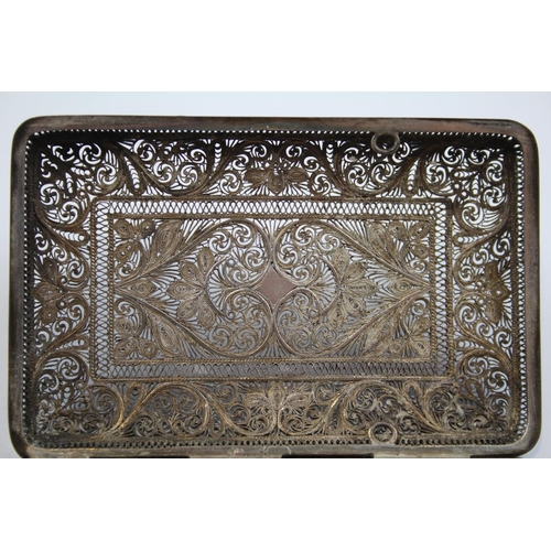 216 - Antique / Vintage .950 Silver Filigree Cigarette Case (104g)