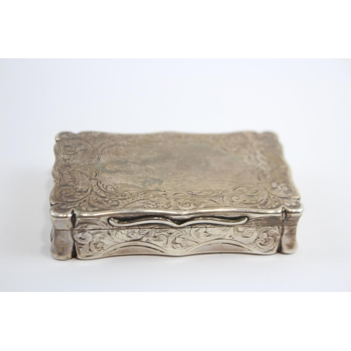 220 - Antique Victorian 1843 Birmingham Sterling Silver Rectangular Snuff Box 104g