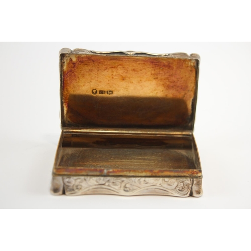 220 - Antique Victorian 1843 Birmingham Sterling Silver Rectangular Snuff Box 104g