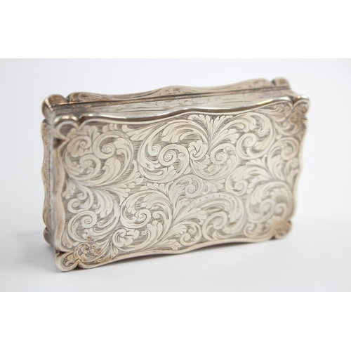 220 - Antique Victorian 1843 Birmingham Sterling Silver Rectangular Snuff Box 104g