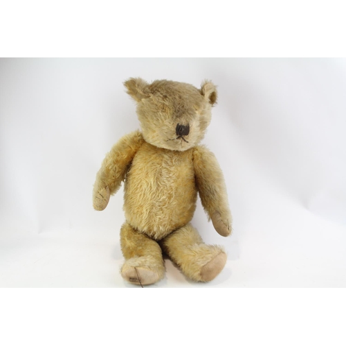 230 - Merrythought Vintage 1930s Mohair Jointed Growler Teddy Bear W/ Button & Label