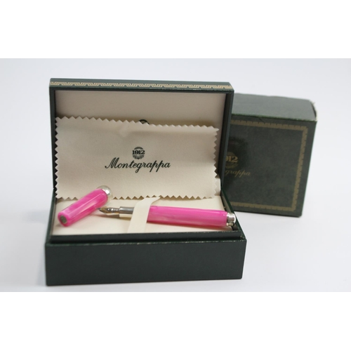 239 - MONTEGRAPPA Micra Fine Hot Pink Fountain Pen w/ 18ct Gold Nib WRITING