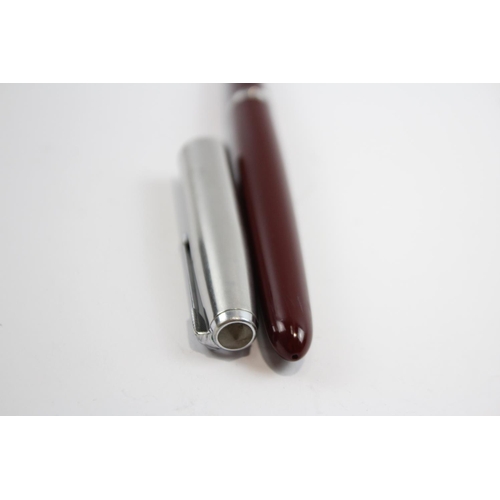 243 - Vintage PARKER 51 Burgundy Fountain Pen w Brushed Steel Cap WRITING