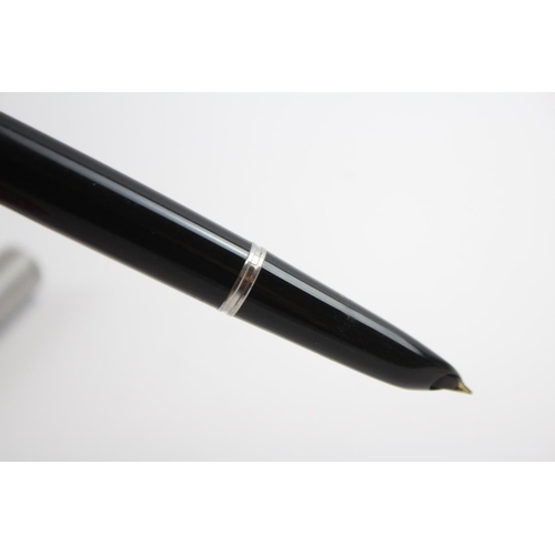 244 - Vintage PARKER 51 Black Fountain Pen w Brushed Steel Cap WRITING