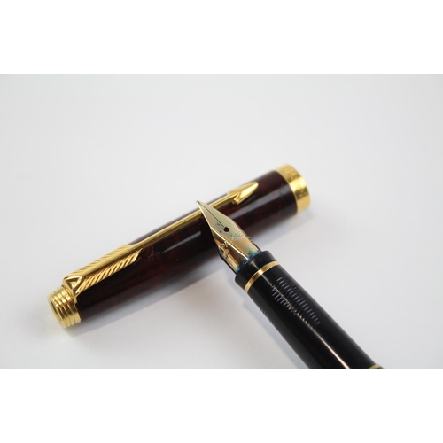 247 - Vintage PARKER 75 Brown Lacquer Fountain Pen w/ 14ct Gold Nib WRITING