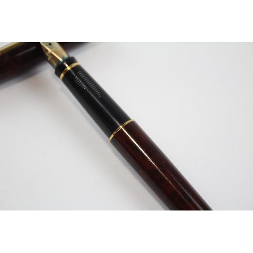 247 - Vintage PARKER 75 Brown Lacquer Fountain Pen w/ 14ct Gold Nib WRITING