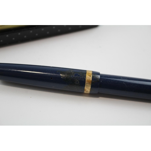 249 - Vintage PARKER Maxima Navy FOUNTAIN PEN w/ 14ct Gold Nib, Ballpoint, Box Etc