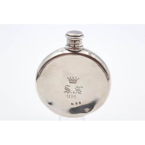 260 - Antique Victorian 1863 Birmingham Sterling Silver Gents Hip Drink Flask (107g)