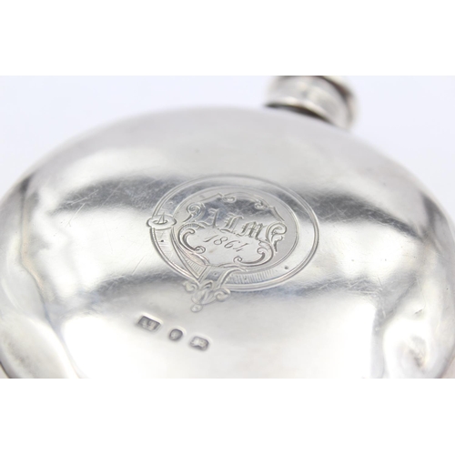 260 - Antique Victorian 1863 Birmingham Sterling Silver Gents Hip Drink Flask (107g)