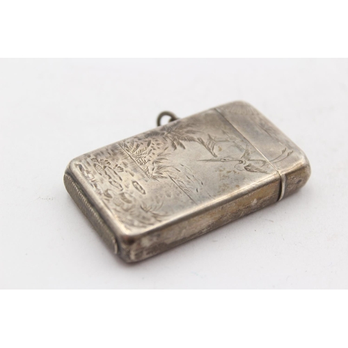 263 - Antique Victorian 1883 Birmingham Sterling Silver Vesta / Match Case (23g)