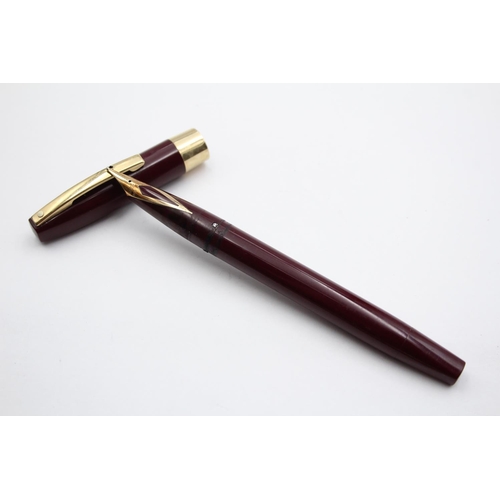 292 - Vintage SHEAFFER Imperial Burgundy Fountain Pen w/ 14ct Gold Nib WRITING