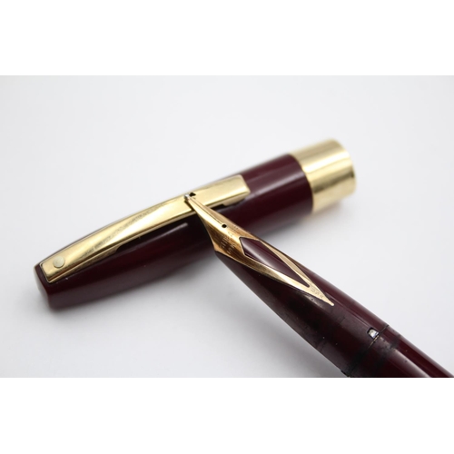 292 - Vintage SHEAFFER Imperial Burgundy Fountain Pen w/ 14ct Gold Nib WRITING