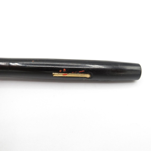 295 - Vintage MABIE TODD Swan Self Filler Black FOUNTAIN PEN w/ 14ct Gold Nib WRITING