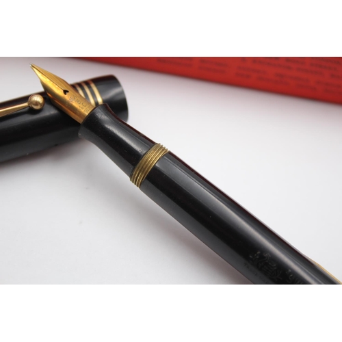 296 - Vintage MABIE TODD Swan Self Filler Black FOUNTAIN PEN w/ 14ct Gold Nib WRITING