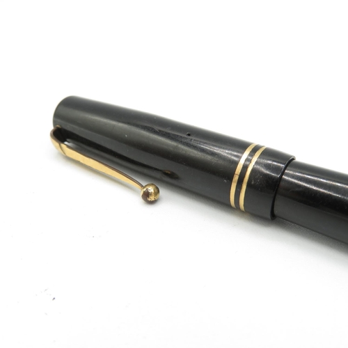 296 - Vintage MABIE TODD Swan Self Filler Black FOUNTAIN PEN w/ 14ct Gold Nib WRITING