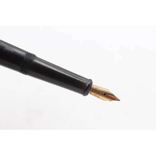 299 - Vintage DE LA RUE Onoto The Pen Black Fountain Pen w/ 14ct Gold Nib WRITING