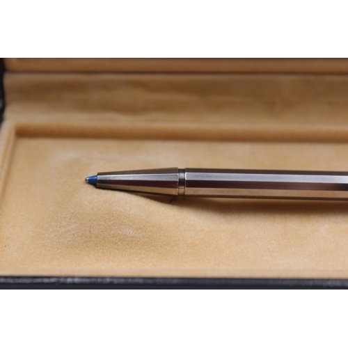 303 - Vintage S.T DUPONT Silver Plated Cased Ballpoint Pen / Biro In Original Box