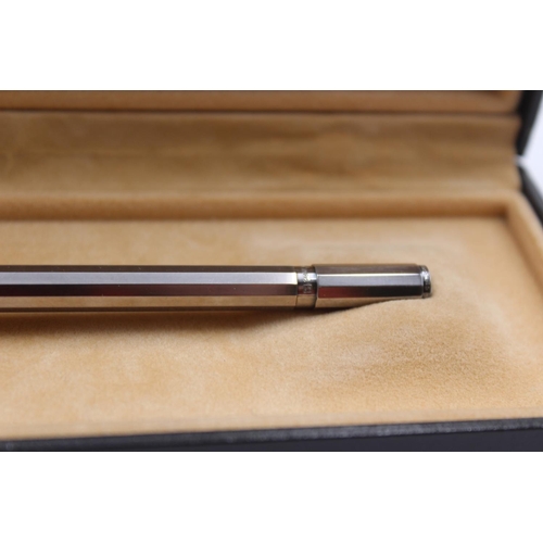 303 - Vintage S.T DUPONT Silver Plated Cased Ballpoint Pen / Biro In Original Box