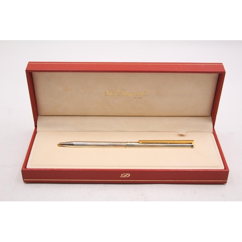 304 - S.T DUPONT Silver Plated Cased Ballpoint Pen / Biro In Original Box WRITING 26g