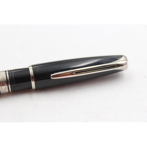 305 - WATERMAN Expert Black Lacquer Fountain Pen w/ 18ct White Gold Nib WRITING Boxed