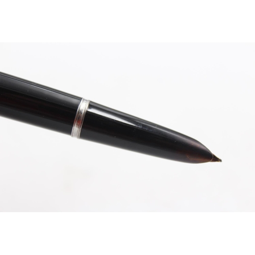 309 - Vintage PARKER 51 Black FOUNTAIN PEN w/ Brushed Steel Cap WRITING