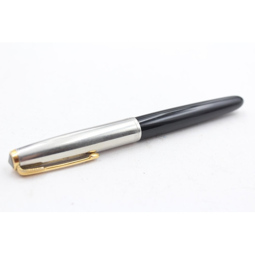 309 - Vintage PARKER 51 Black FOUNTAIN PEN w/ Brushed Steel Cap WRITING