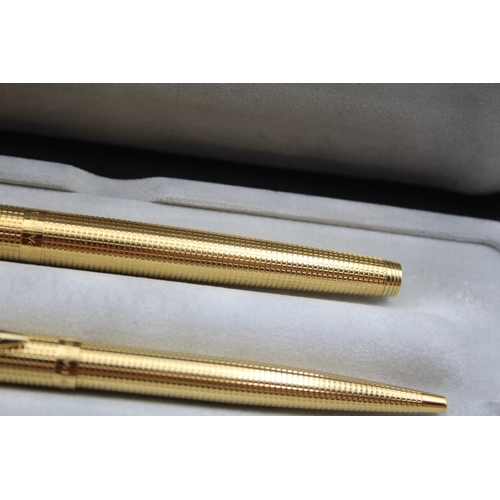 310 - Vintage PARKER 75 Gold Plated Fountain Pen w/ 14ct Gold Nib, Ballpoint, Box Etc