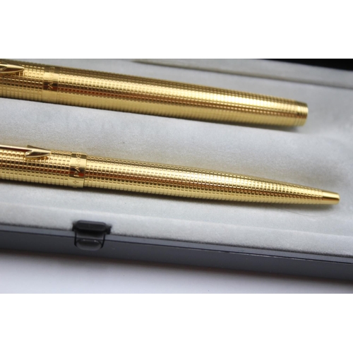 310 - Vintage PARKER 75 Gold Plated Fountain Pen w/ 14ct Gold Nib, Ballpoint, Box Etc