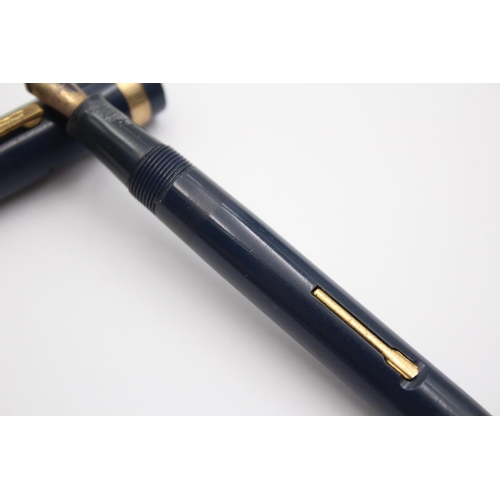 313 - Vintage WATERMAN W3 Navy Fountain Pen w/ 14ct Gold Nib WRITING