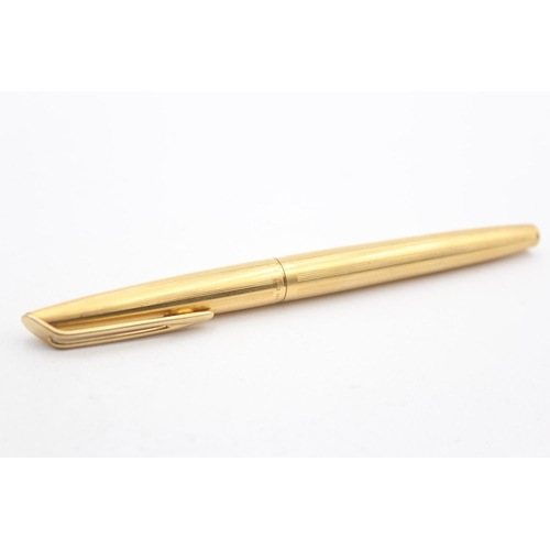 314 - Vintage WATERMAN C/F Gold Plated Fountain Pen w/ 18ct Gold Nib (25g)