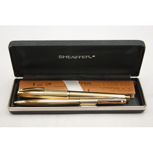 319 - Vintage SHEAFFER Imperial Gold Plated Fountain Pen w/ 14ct Gold Nib WRITING