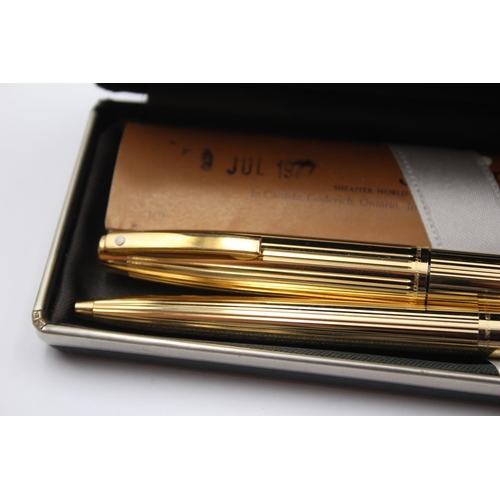 319 - Vintage SHEAFFER Imperial Gold Plated Fountain Pen w/ 14ct Gold Nib WRITING