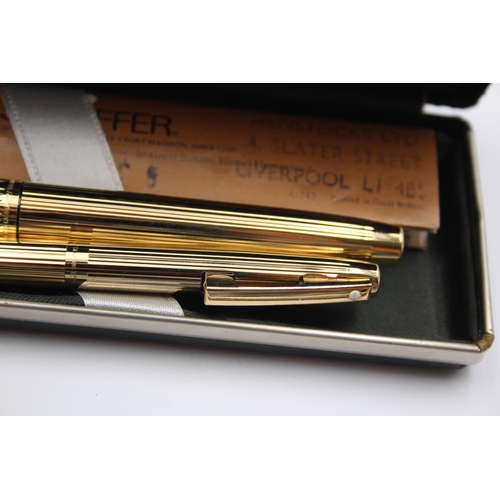 319 - Vintage SHEAFFER Imperial Gold Plated Fountain Pen w/ 14ct Gold Nib WRITING