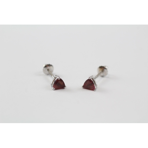 100 - 14ct White Gold Pink Tourmaline Stud Earrings (1.6g)