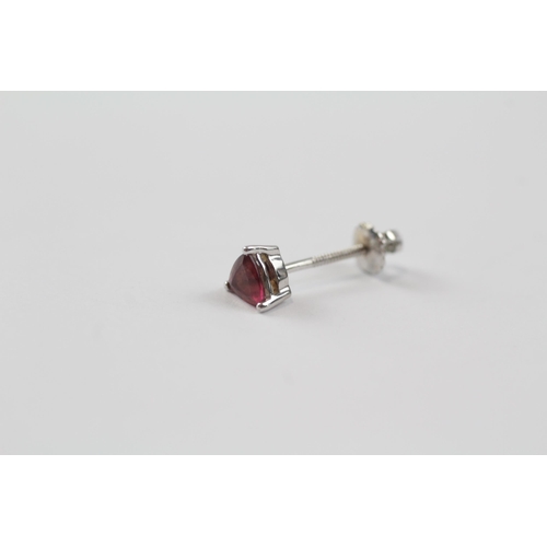 100 - 14ct White Gold Pink Tourmaline Stud Earrings (1.6g)