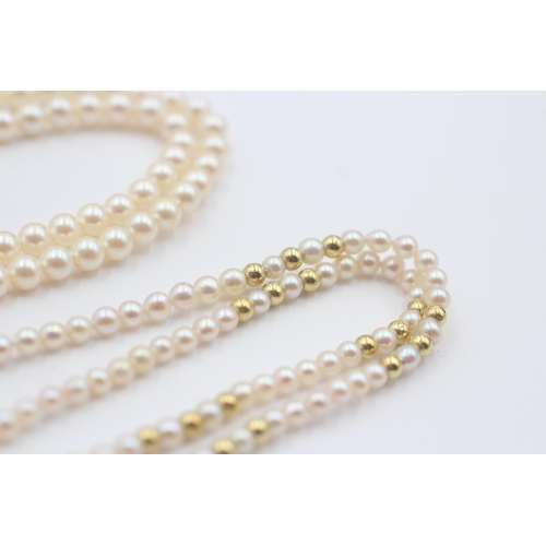 144 - 3 X 9ct Gold Clasped Cultured Pearl Necklaces (25g)