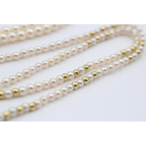 144 - 3 X 9ct Gold Clasped Cultured Pearl Necklaces (25g)