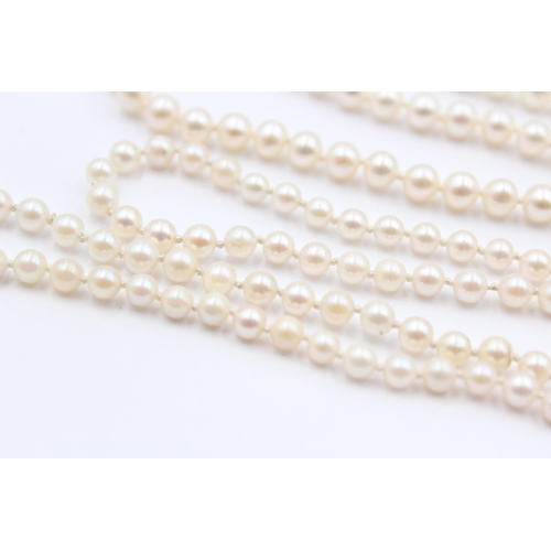 145 - 2 X 9ct Gold Clasped Cream Cultured Pearl Set Necklaces