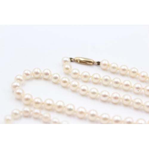 145 - 2 X 9ct Gold Clasped Cream Cultured Pearl Set Necklaces