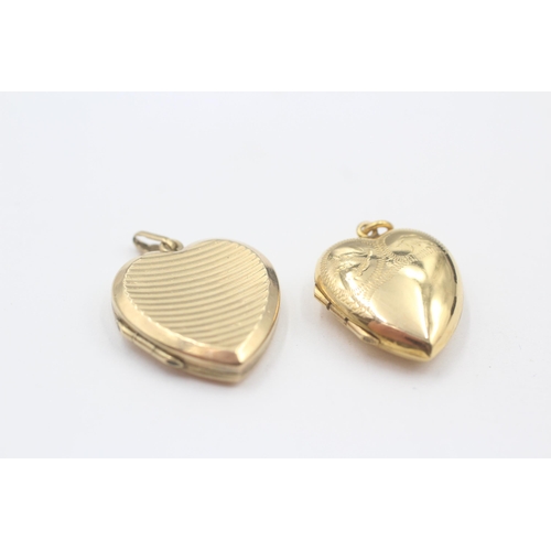 147 - 2 X 9ct Gold Back And Front Vintage Heart Lockets (6.4g)