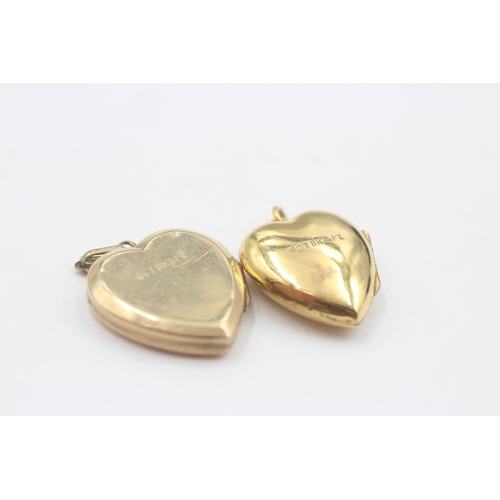 147 - 2 X 9ct Gold Back And Front Vintage Heart Lockets (6.4g)