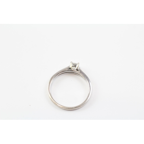 28 - 18ct White Gold Princess Cut Single Stone Ring With Diamond Set Shank (2.7g) Size  O