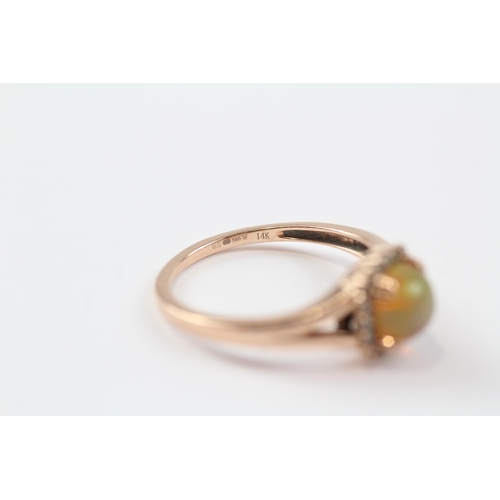 29 - 14ct Gold Diamond & Opal Dress Ring (2.7g) Size  N