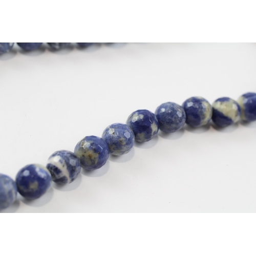 3 - 9ct Gold Clasp Sodalite Single Strand Necklace (81g)